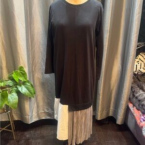 Black Long Sleeve Women's Sweatshirt With Fabric Mix